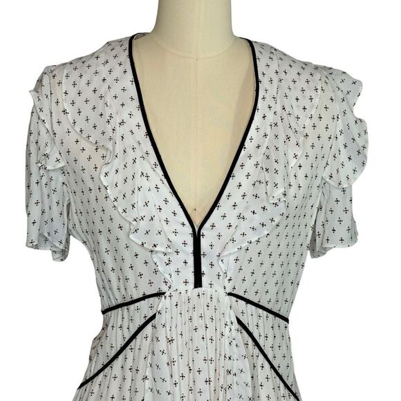 Maje White Princess  Ruffle Front Mini Dress | Size M - Picture 6 of 14